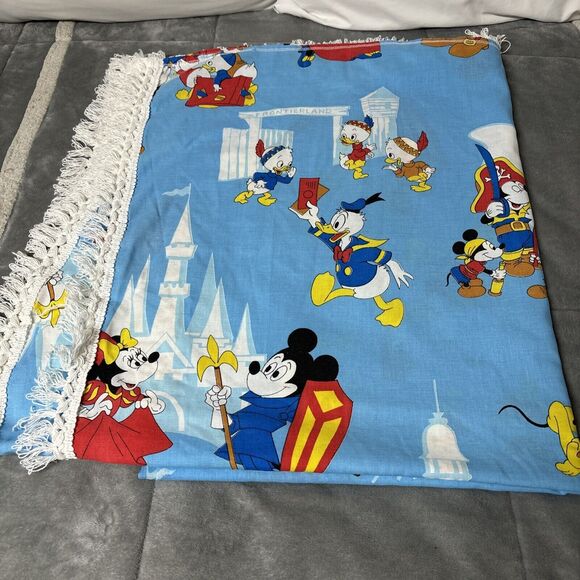 Vintage Disney Bedding Mickey Mouse DuckTales Frontier  Blanket W/Fringe‎ 78x100 - Picture 1 of 9